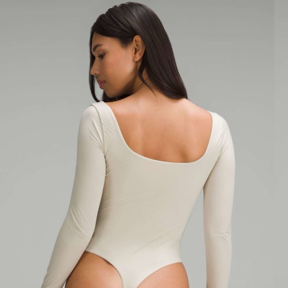 Lululemon Wundermost Nulu Square-Neck Bodysuit Long Sleeve Mojave Tan XL NWT - Picture 2 of 9